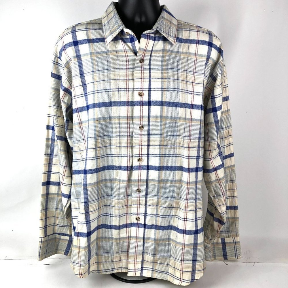 Rugged Terrain Mens gray Plaid Flannel Button Down Shirt Size XL‎ Vintage